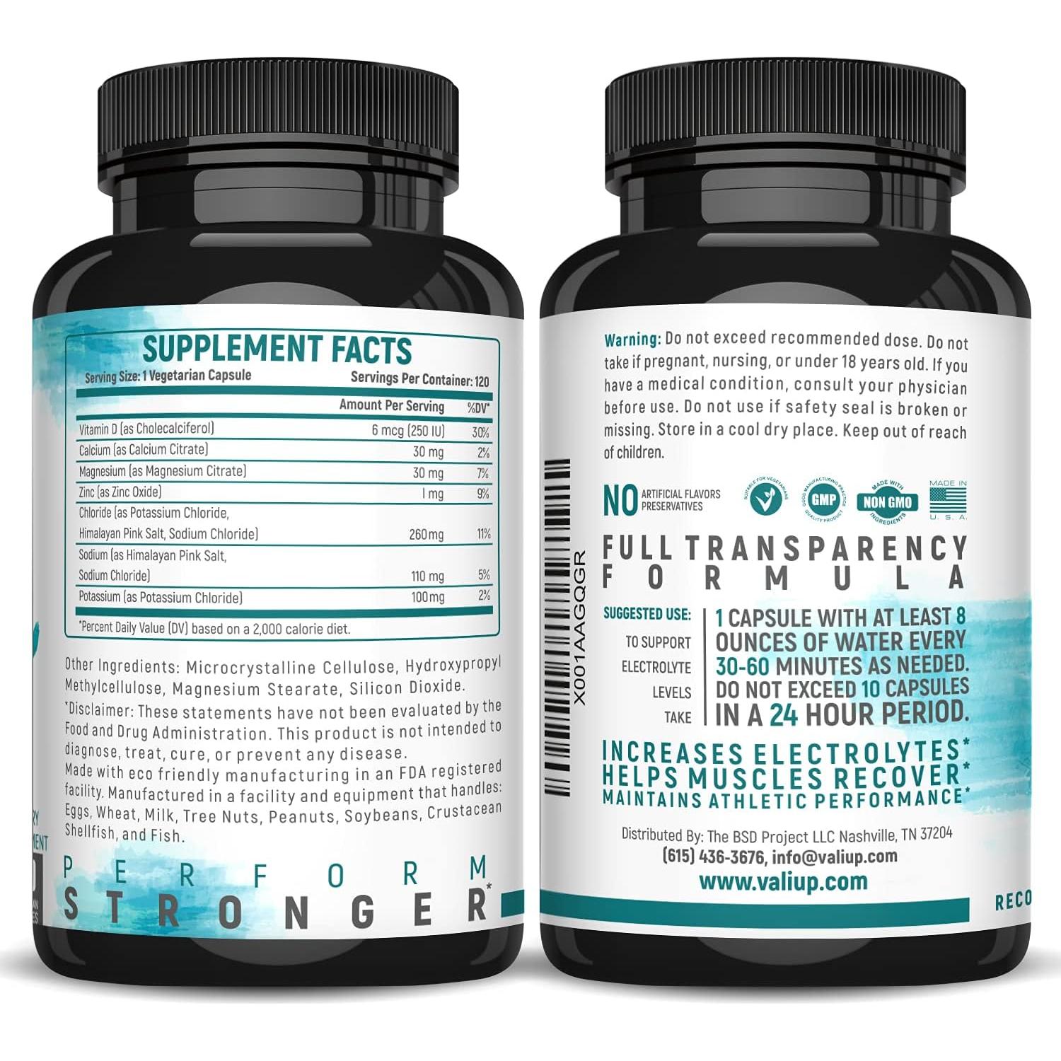 VALI Sales de Electrolitos 120 Cápsulas Vegetales para Hidratación