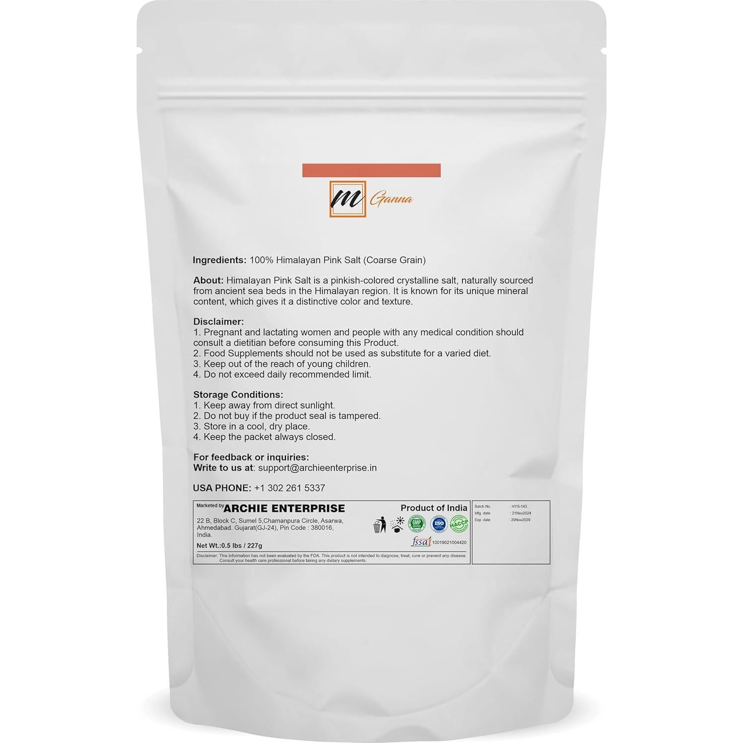 Sal Rosa del Himalaya Natural mGanna 227 g - Cocina y Baño