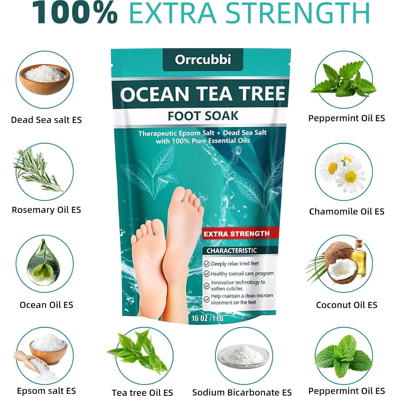 Sal de Baño para Pies Orrcubbi - Aceite de Árbol de Té 453g