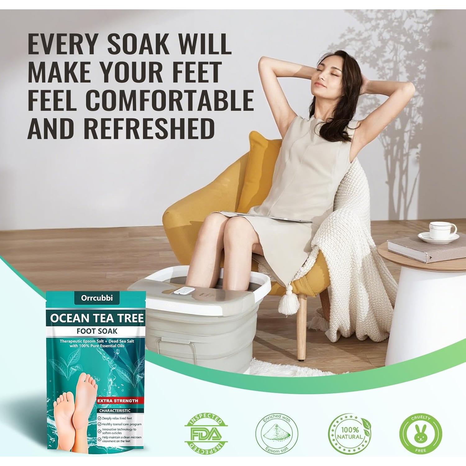 Sal de Baño para Pies Orrcubbi - Aceite de Árbol de Té 453g