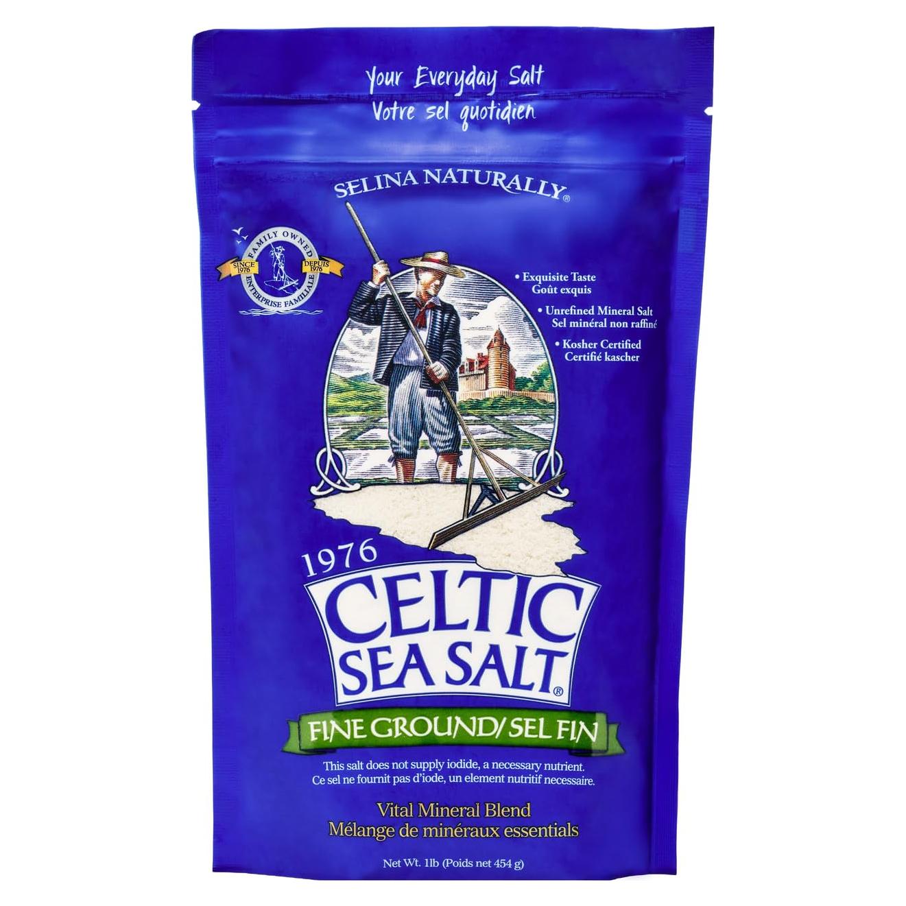 Sal Marina Celtic Grano Fino 453.6g Bolsa Reutilizable Kosher