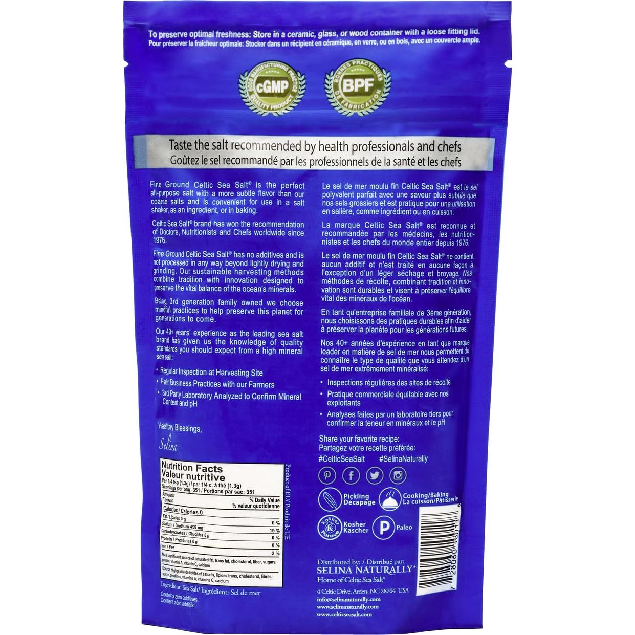 Sal Marina Celtic Grano Fino 453.6g Bolsa Reutilizable Kosher