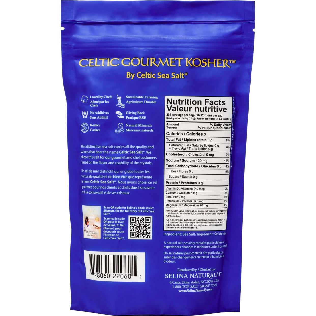 Sal del Mar Céltico Kosher 0.45 kg - Cosechada a Mano, Rica en Minerales