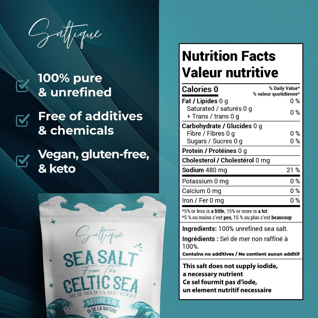 Sal Marina Francesa Fina Molida Saltique - 100% Natural 0.45 kg