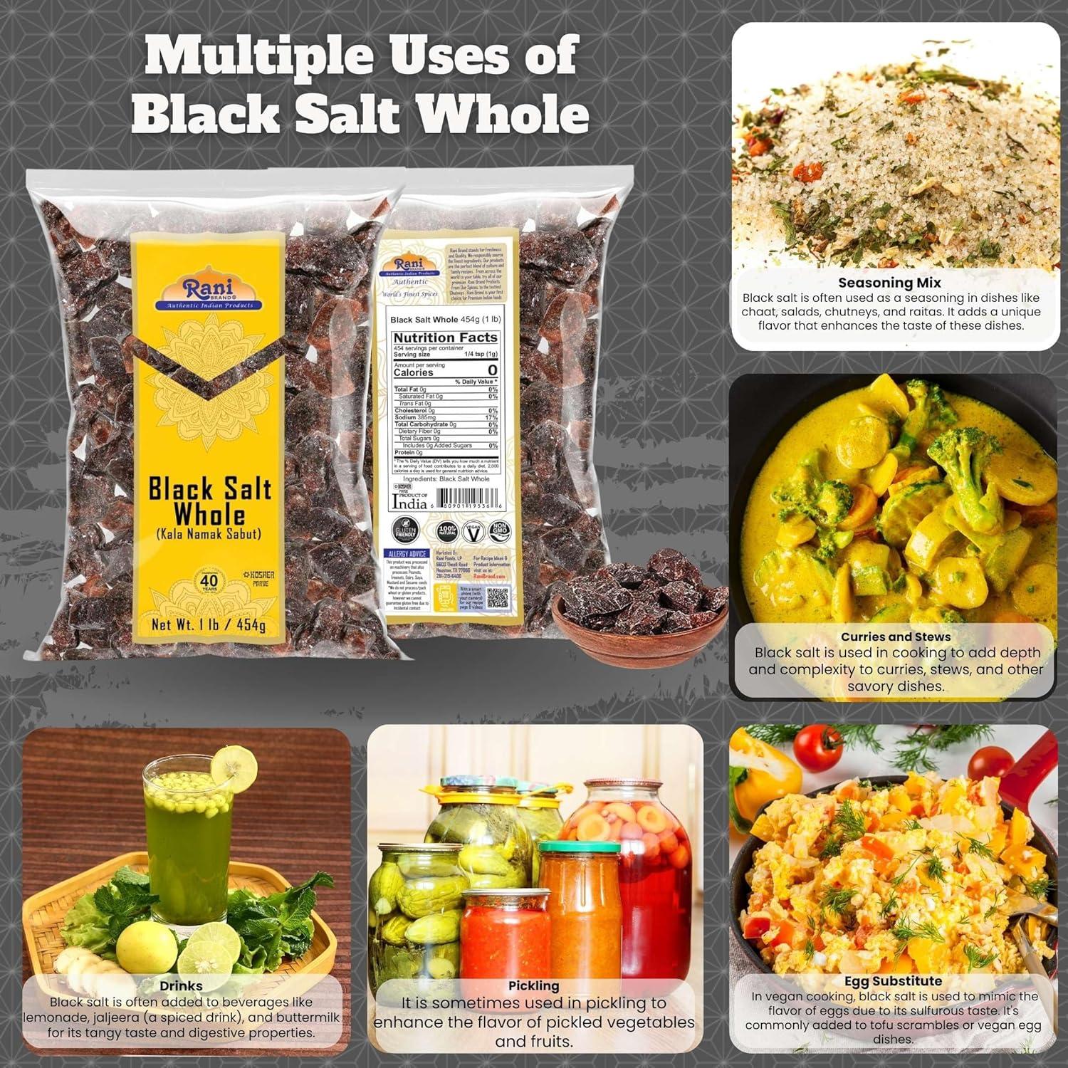 Sal Negra Cruda Entera Rani 454g - Kala Namak Vegana