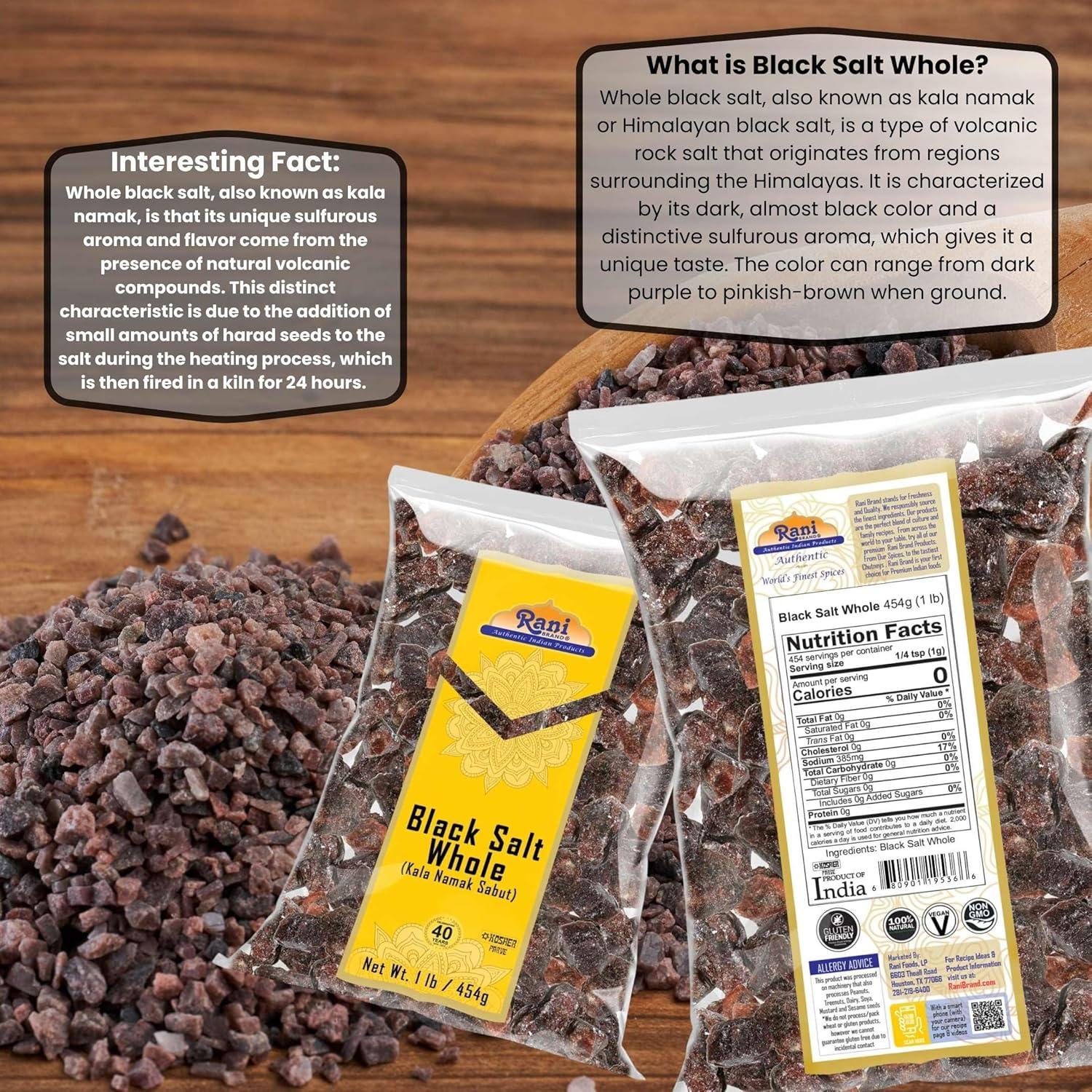 Sal Negra Cruda Entera Rani 454g - Kala Namak Vegana