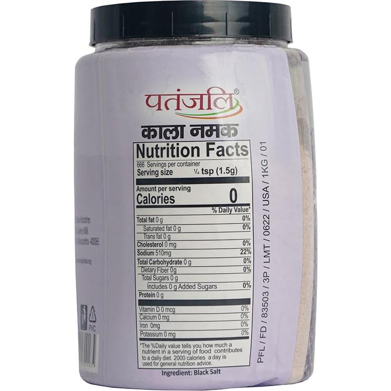 Sal Negra Patanjali 1kg - Sabor Único para Cocina India