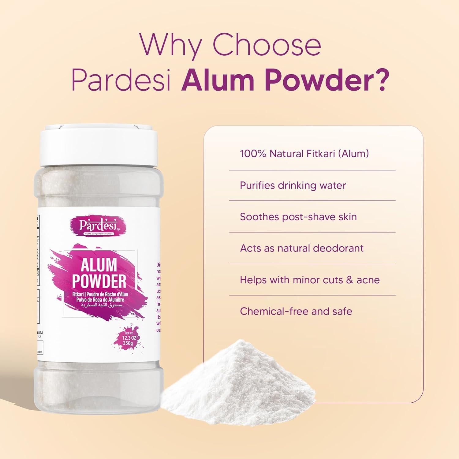 Polvo de Alumbre Blanco 350g Pardesi - Natural para Cocina y Uso Doméstico