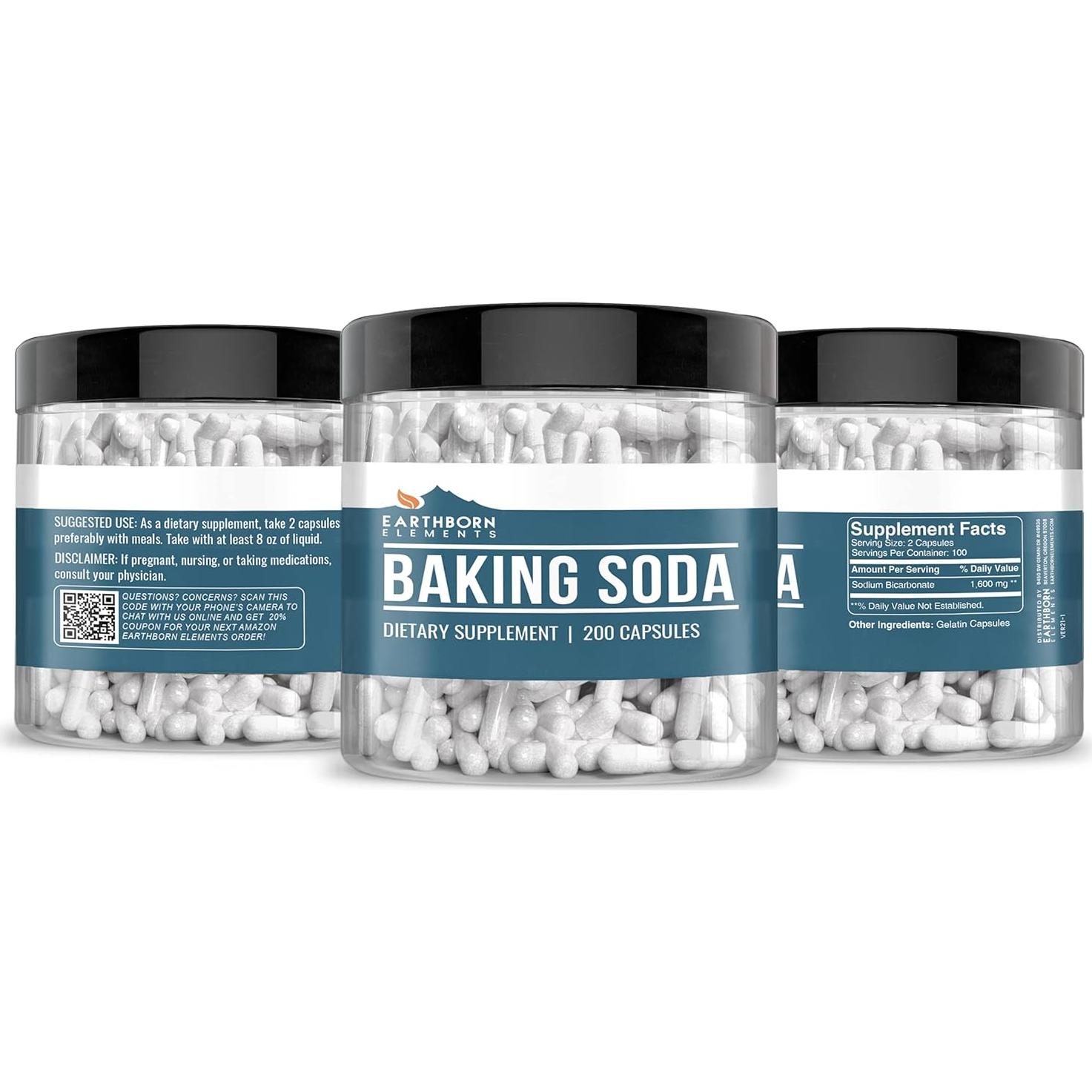 Cápsulas de Bicarbonato de Sodio Earthborn Elements 200 Unidades