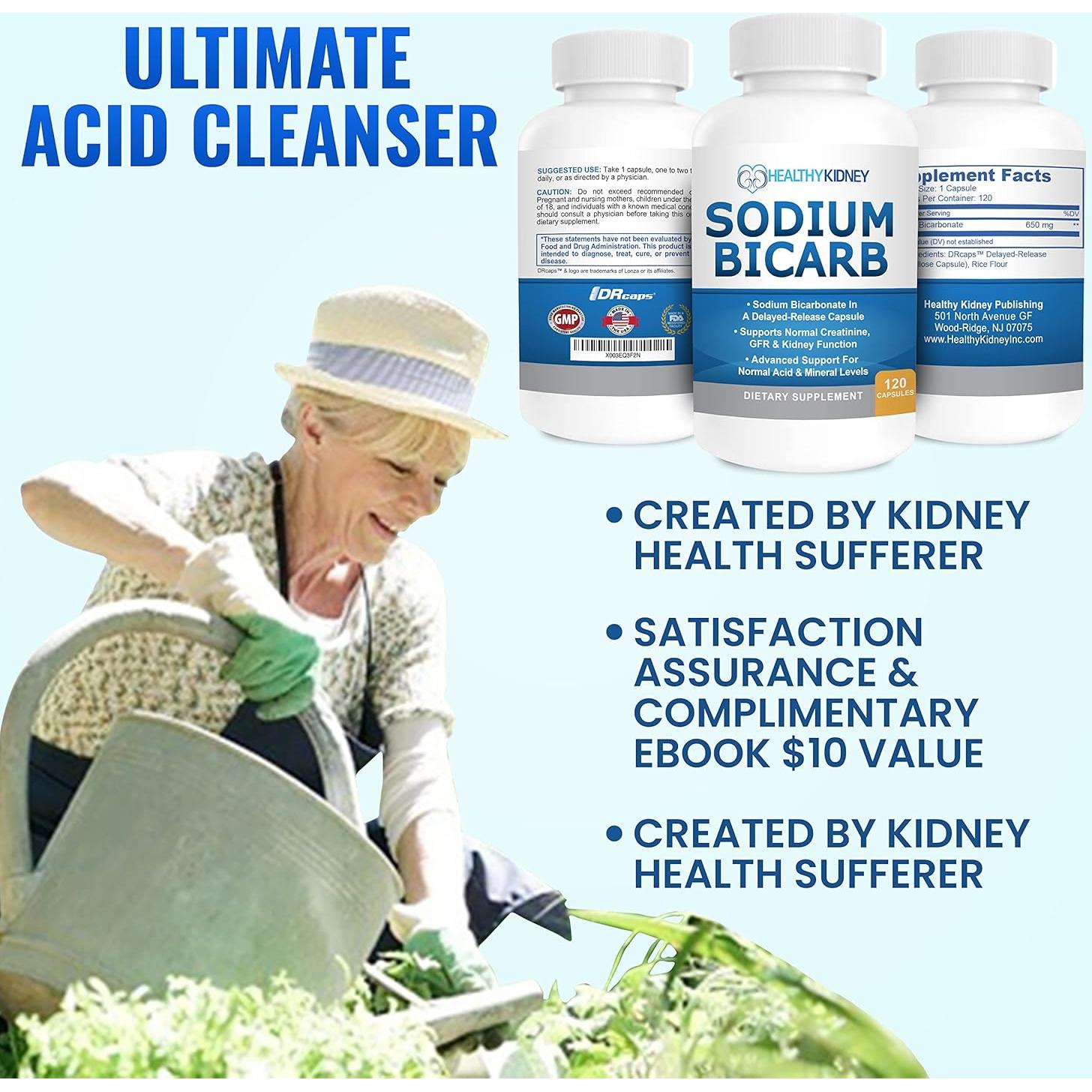 Cápsulas de Bicarbonato de Sodio 650mg Healthy Kidney - 120 Pastillas