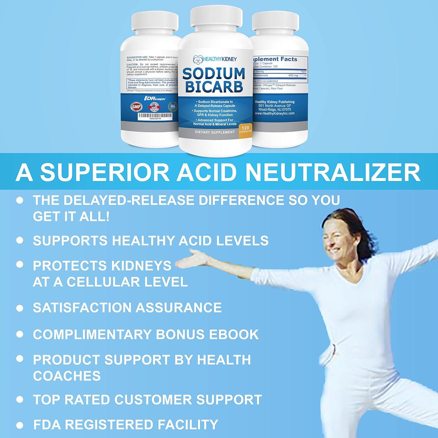 Cápsulas de Bicarbonato de Sodio 650mg Healthy Kidney - 120 Pastillas