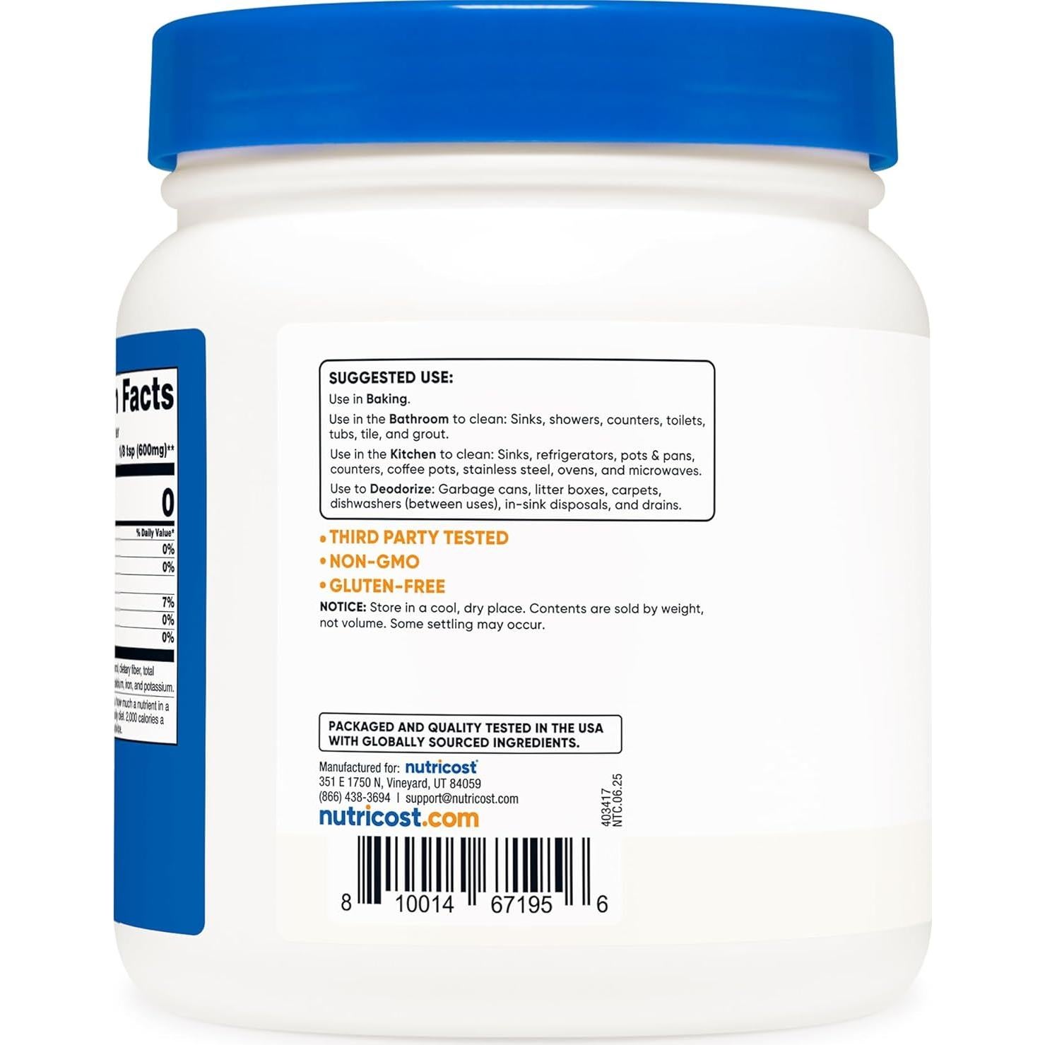 Bicarbonato de Sodio Nutricost 0.91 KG - 600 mg por porción