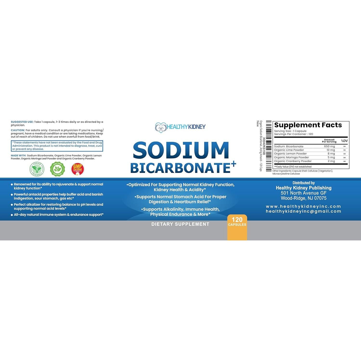 Cápsulas de Bicarbonato de Sodio Orgánico 650 mg - Salud Renal y Digestiva