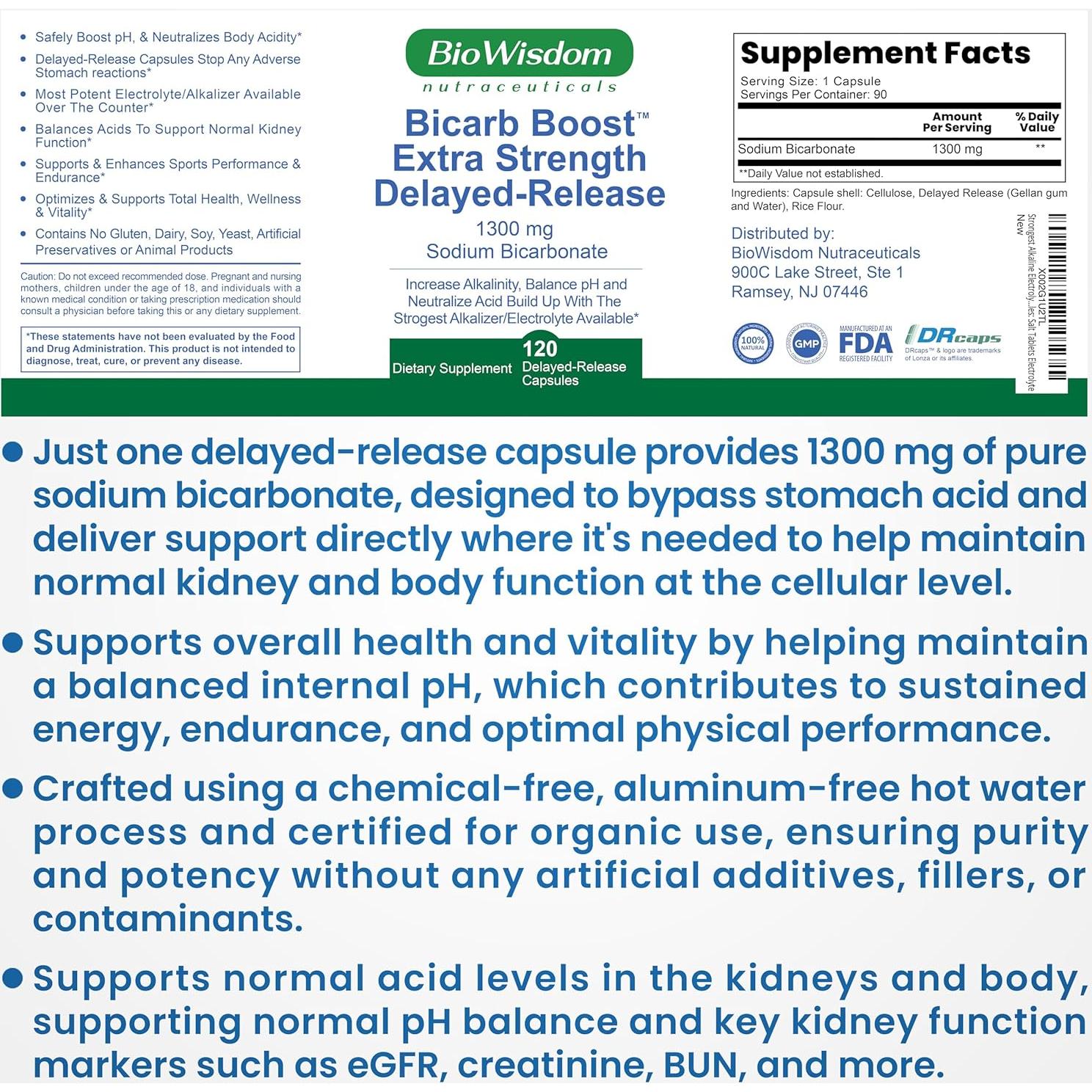 Bicarb Boost Cápsulas 1300mg Bicarbonato de Sodio Orgánico