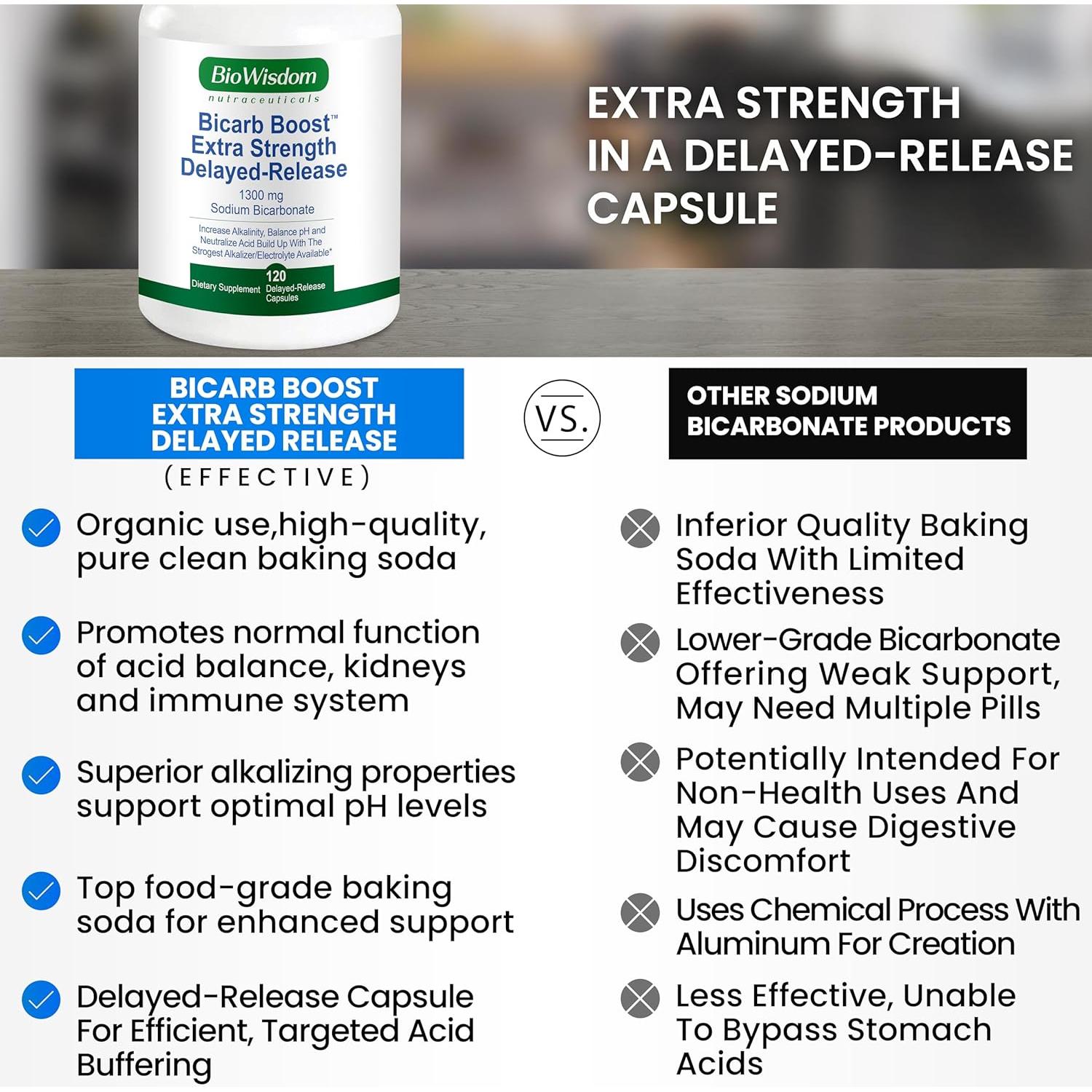 Bicarb Boost Cápsulas 1300mg Bicarbonato de Sodio Orgánico