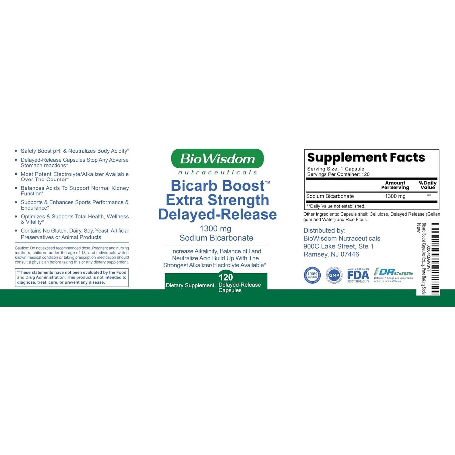 Bicarb Boost Cápsulas 1300mg Bicarbonato de Sodio Orgánico