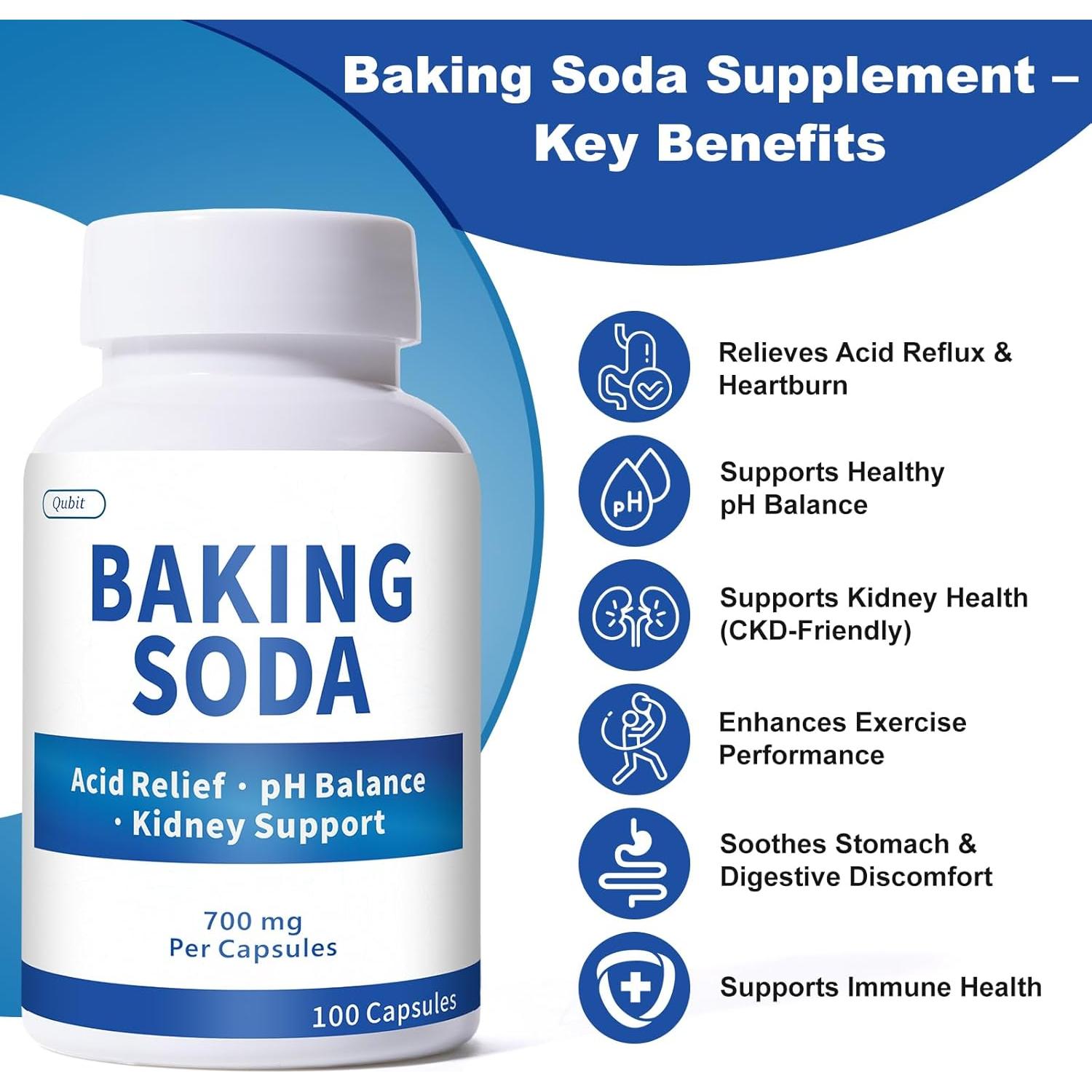 Cápsulas de Bicarbonato de Sodio Qubit 700mg - 100 Unidades