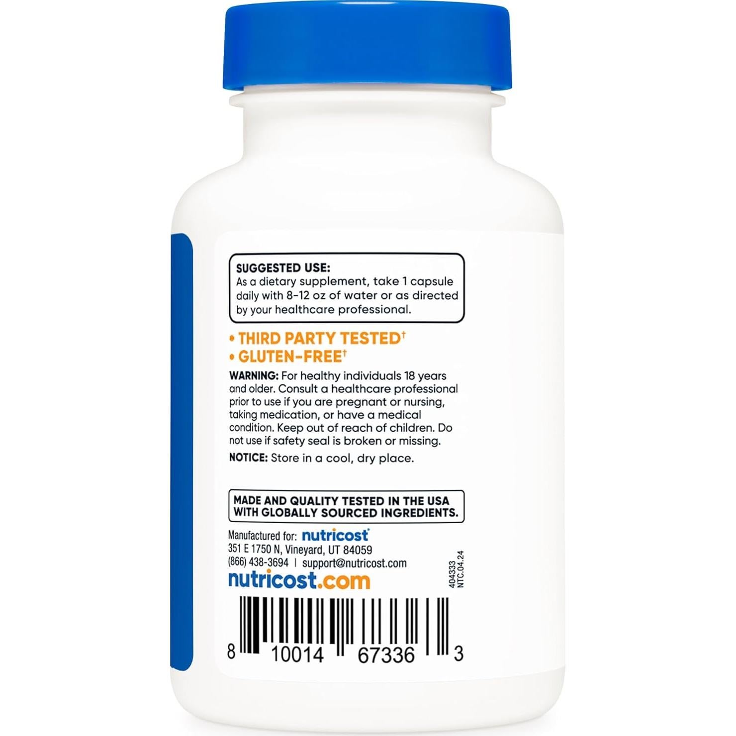 Nutricost Orotato de Litio 5mg 120 Cápsulas Vegetales Sin Gluten