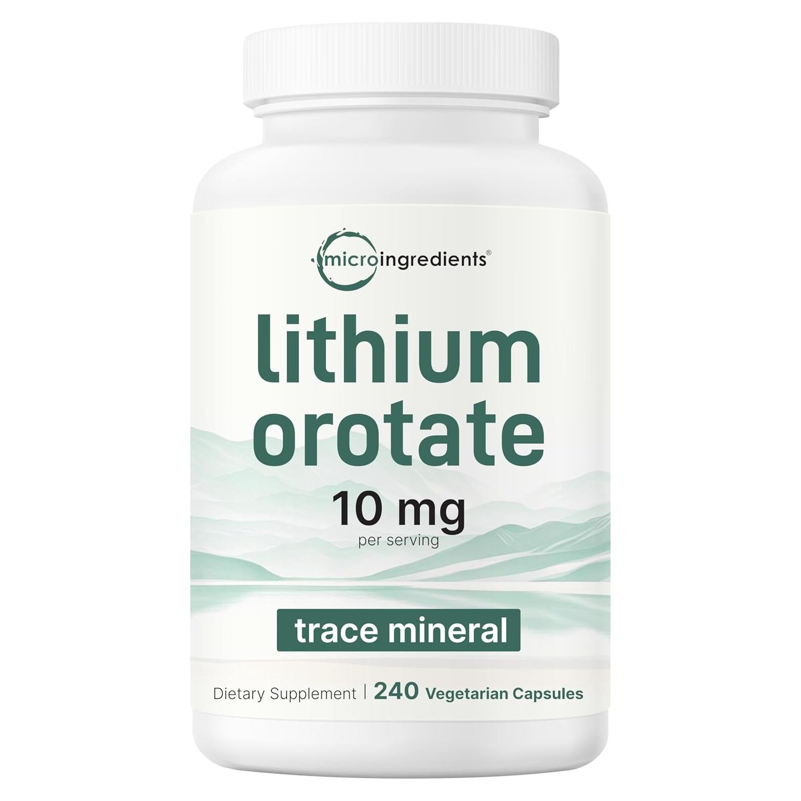 Orotato de Litio 10mg Micro Ingredients 240 Cápsulas Vegetales