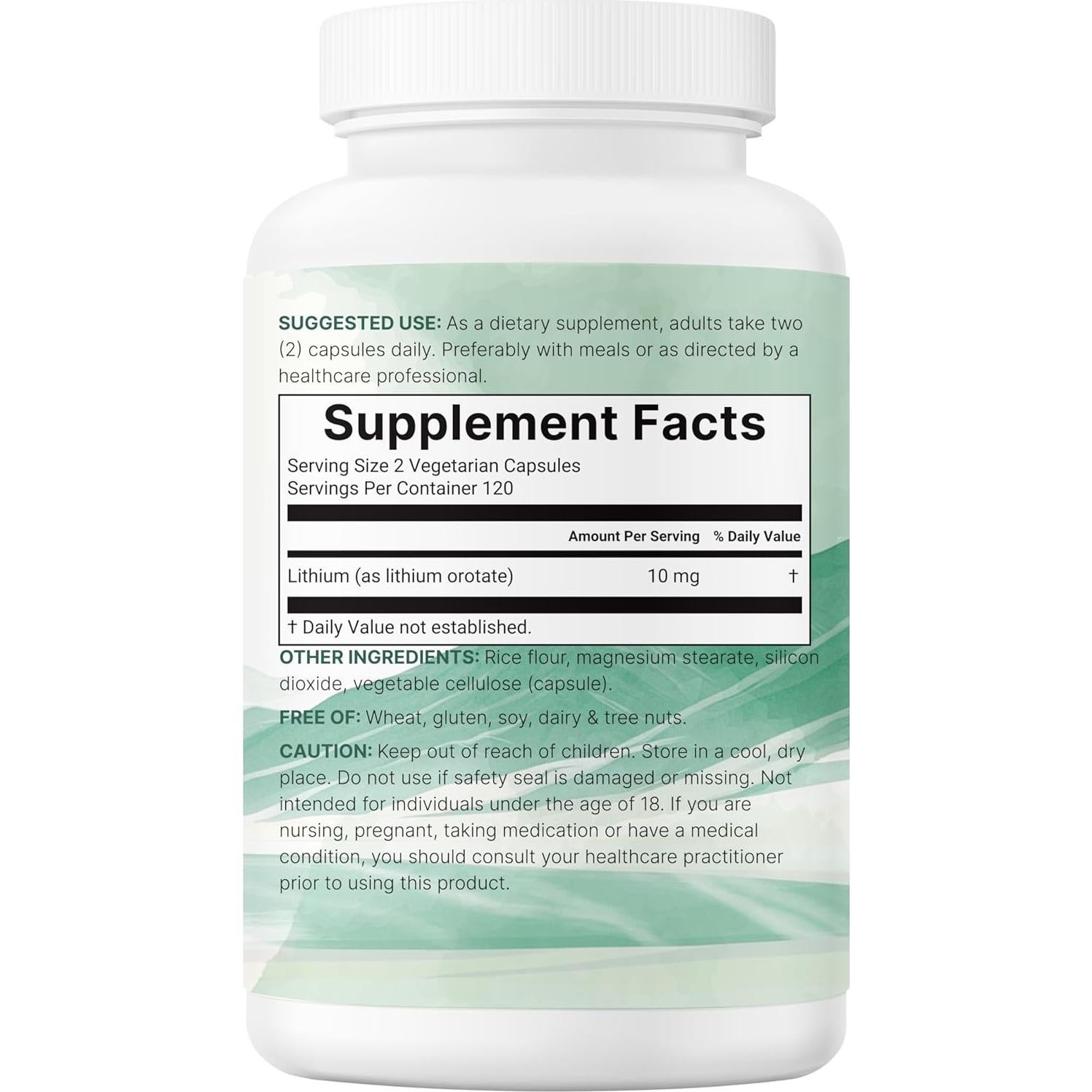 Orotato de Litio 10mg Micro Ingredients 240 Cápsulas Vegetales