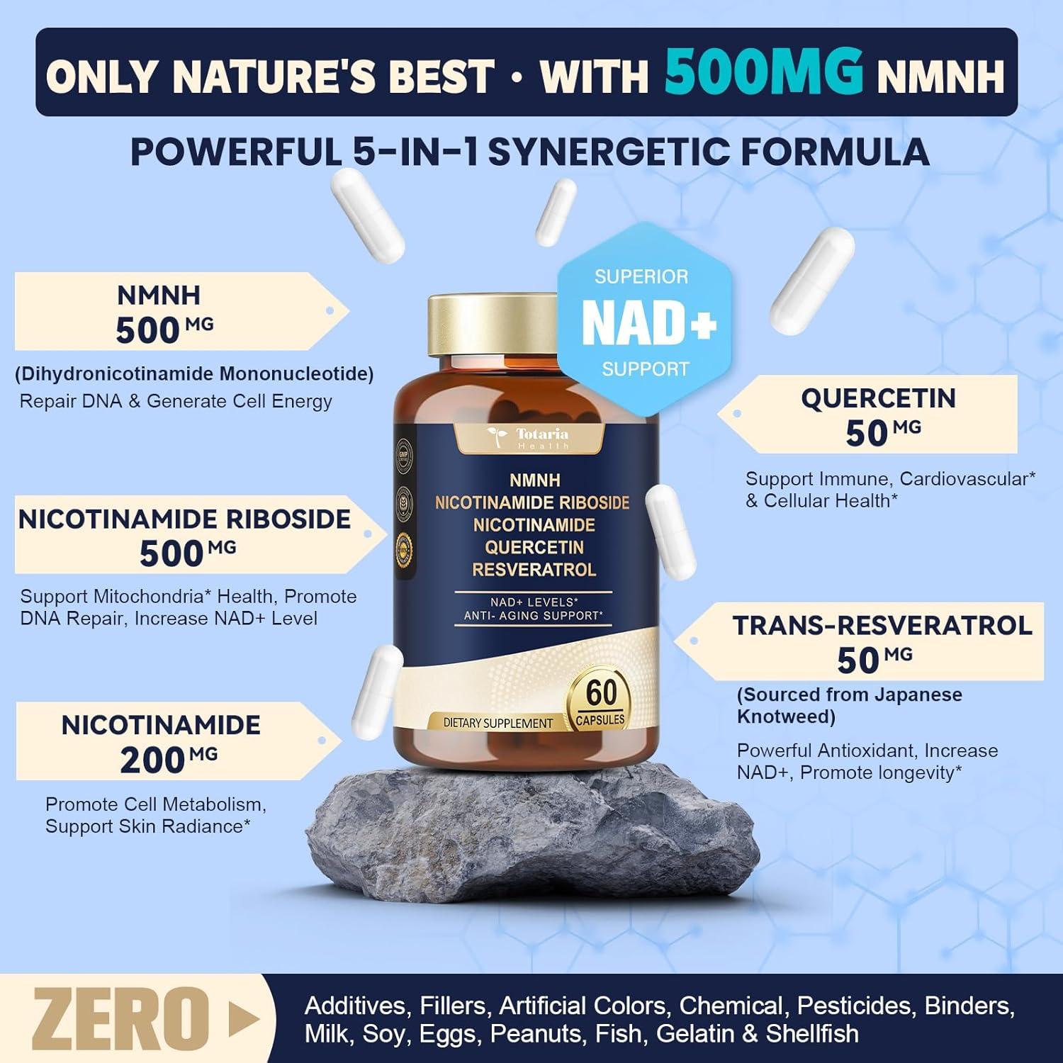 Suplemento de NAD+ Totaria NMNH Ultra Potente 60 Cápsulas