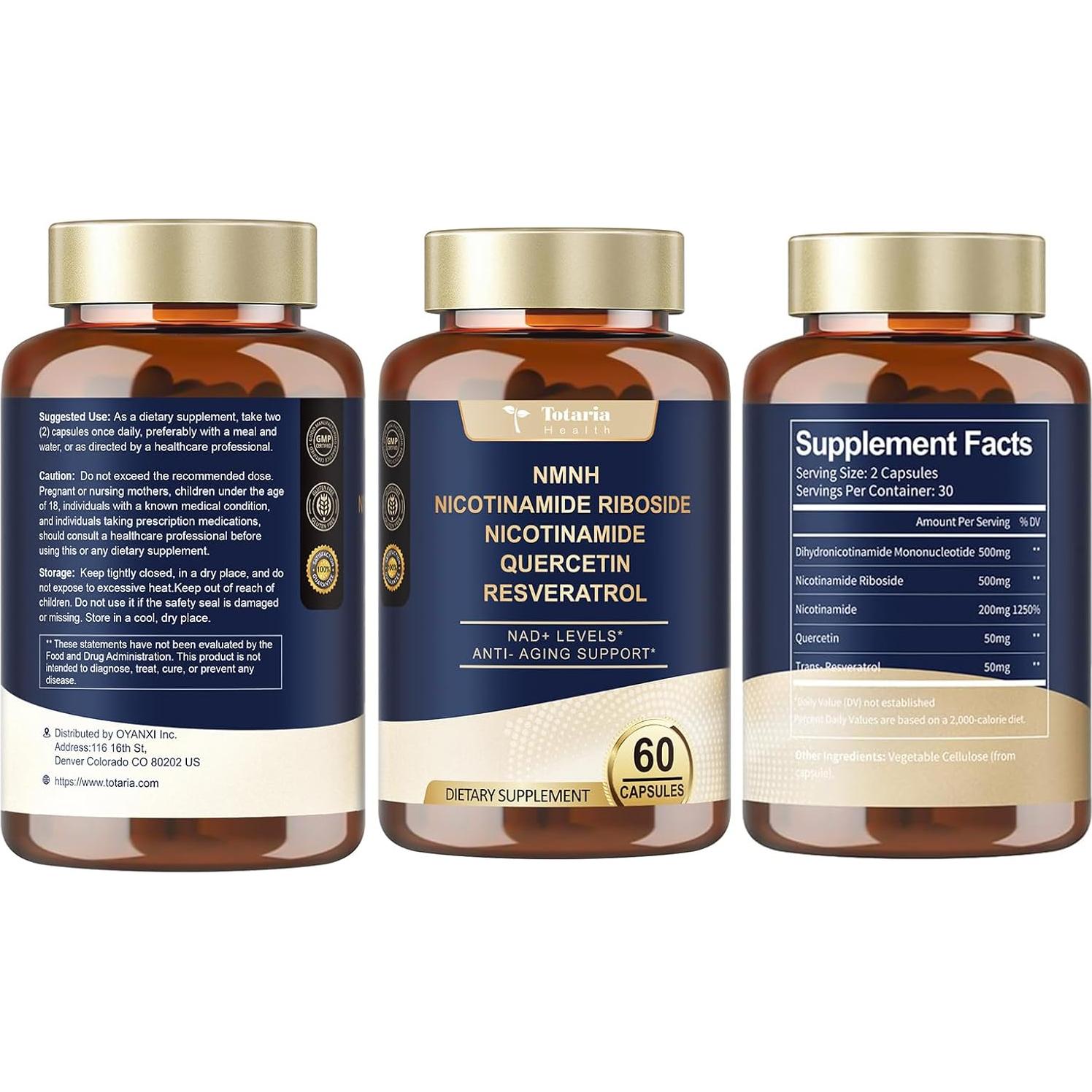 Suplemento de NAD+ Totaria NMNH Ultra Potente 60 Cápsulas