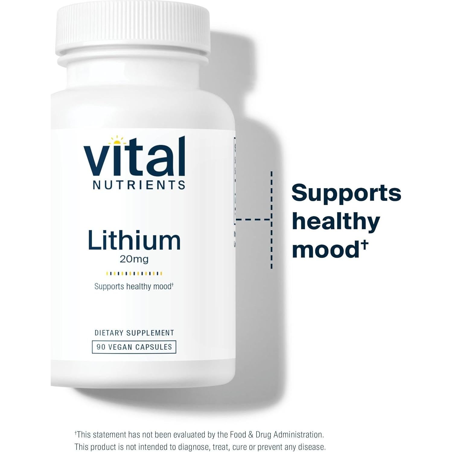 Suplemento Vegano de Litio Orotato Vital Nutrients 20mg - 90 Cápsulas