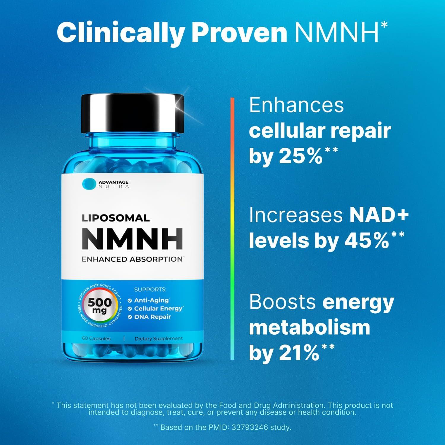 Suplemento Liposomal NMNH 500mg - Anti Envejecimiento 60 Cápsulas