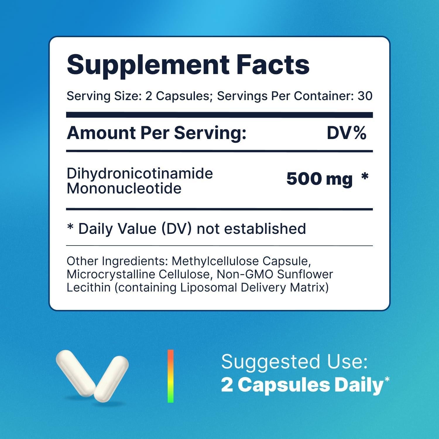 Suplemento Liposomal NMNH 500mg - Anti Envejecimiento 60 Cápsulas