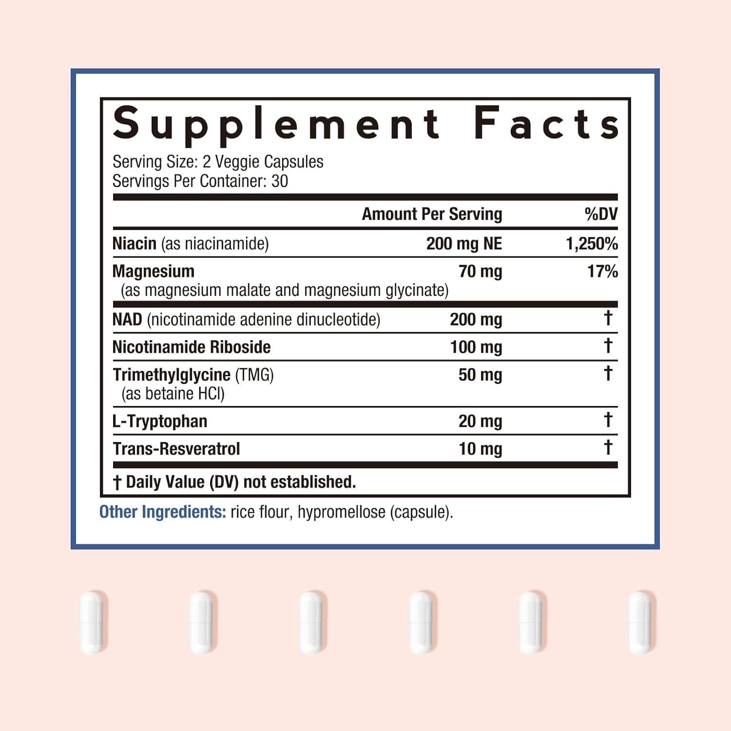 Suplemento NAD Recetas del Doctor 650mg 60 Cápsulas Veganas