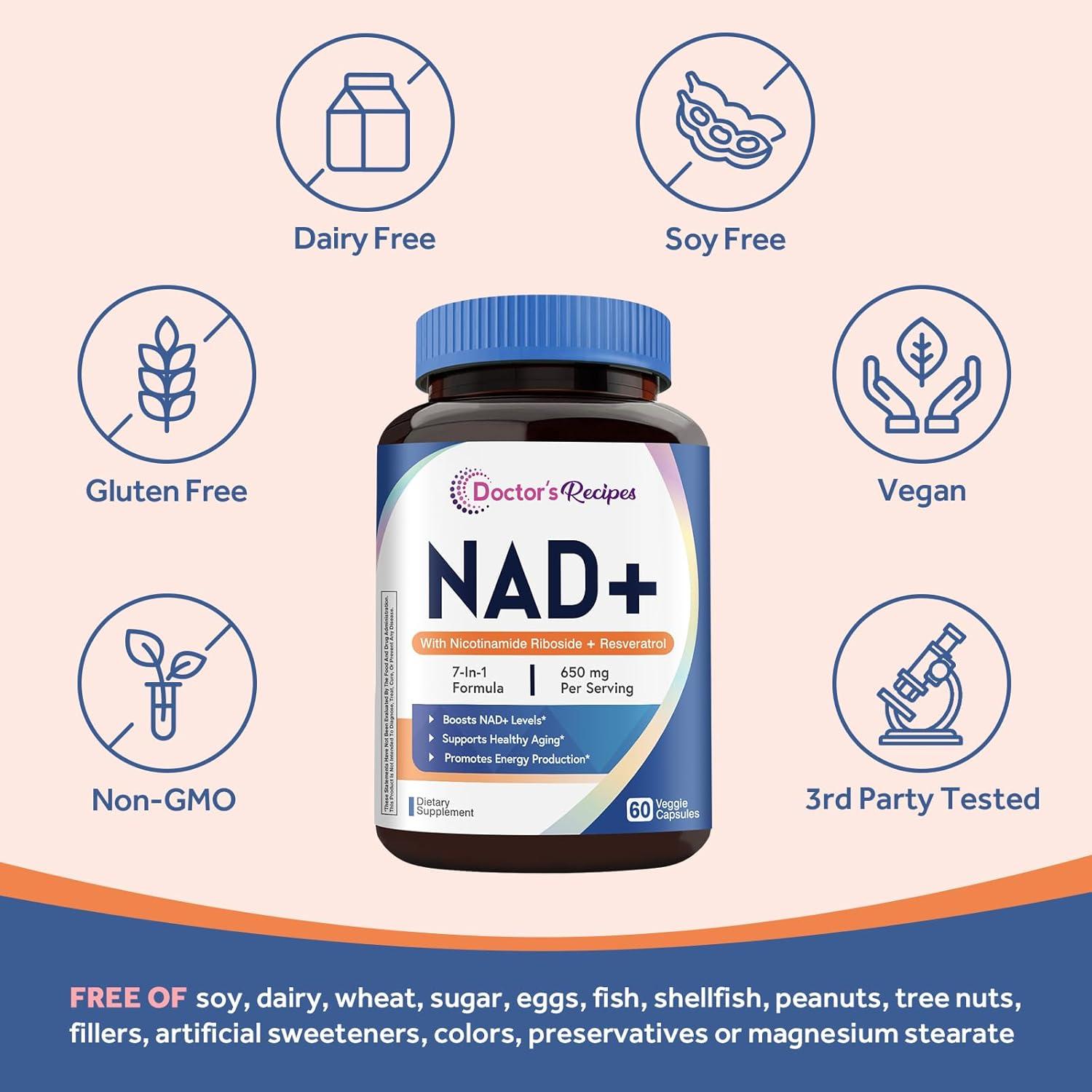 Suplemento NAD Recetas del Doctor 650mg 60 Cápsulas Veganas