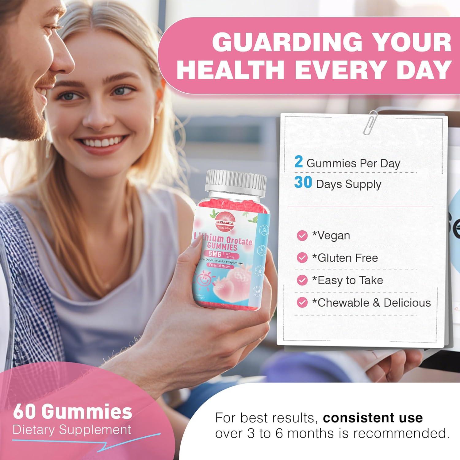 Gomitas Masticables SUGAWITA de Litio 5mg Veganas 60 Unidades