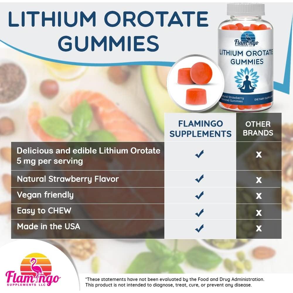 Gomitas de Orotato de Litio 5mg Flamingo - Sabor Fresa - 60 Unidades