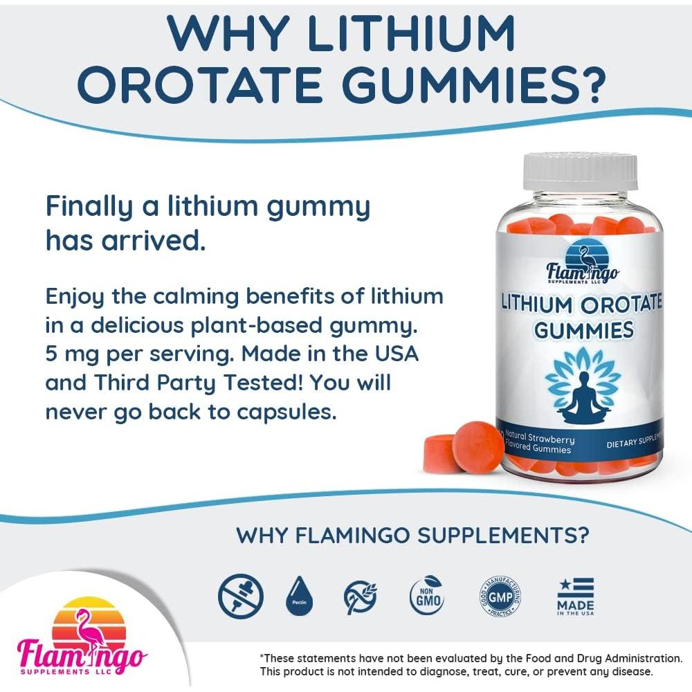Gomitas de Orotato de Litio 5mg Flamingo - Sabor Fresa - 60 Unidades