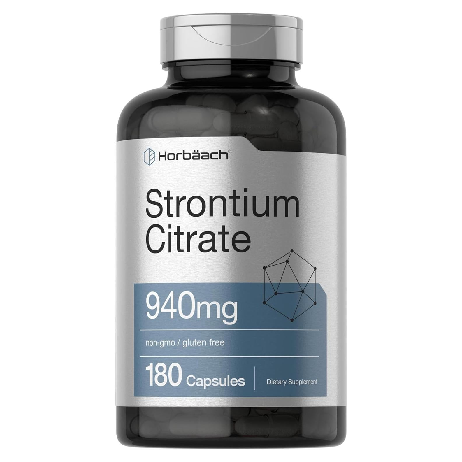 Citrato de Estroncio Horbaach 940 mg - 180 Cápsulas Suplemento