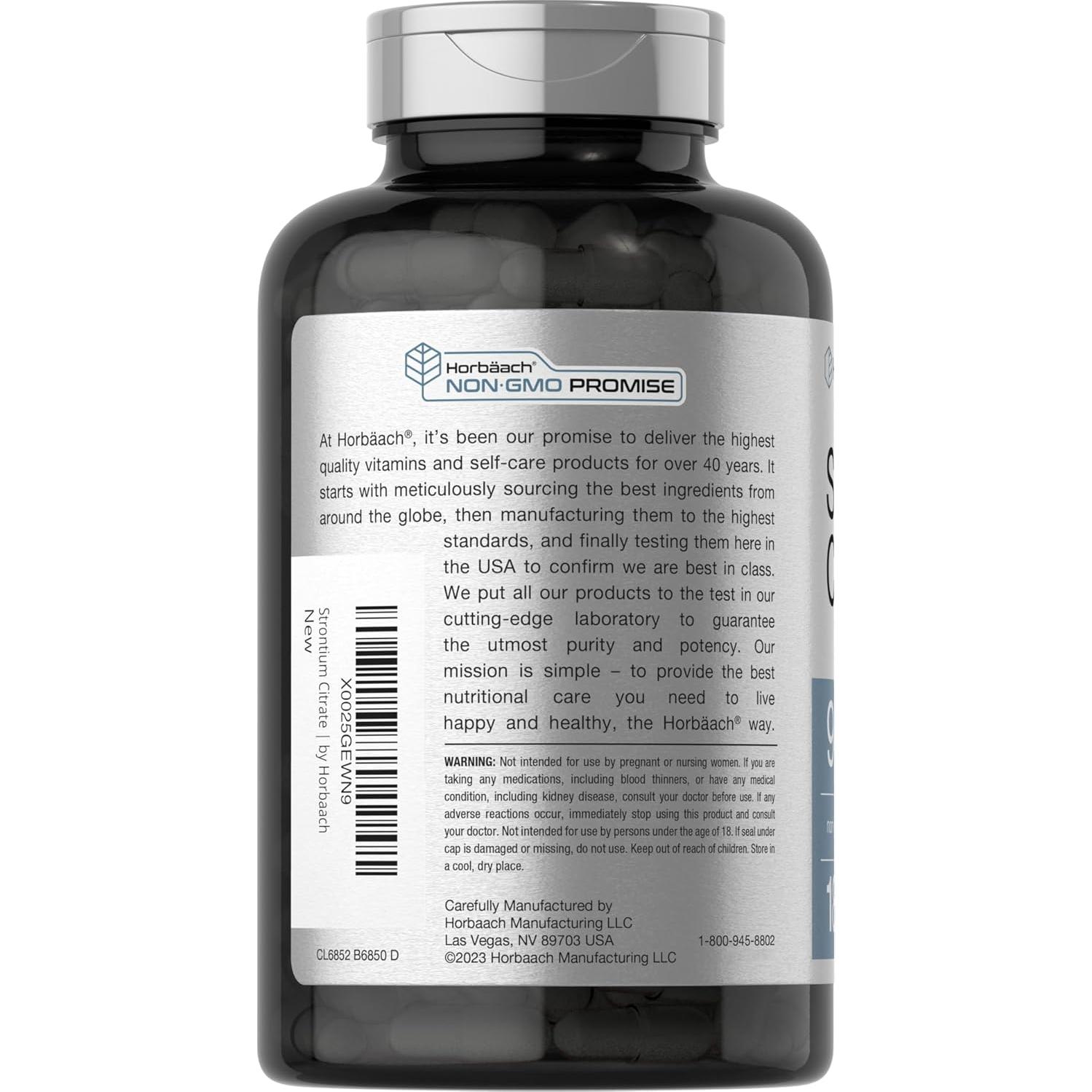 Citrato de Estroncio Horbaach 940 mg - 180 Cápsulas Suplemento