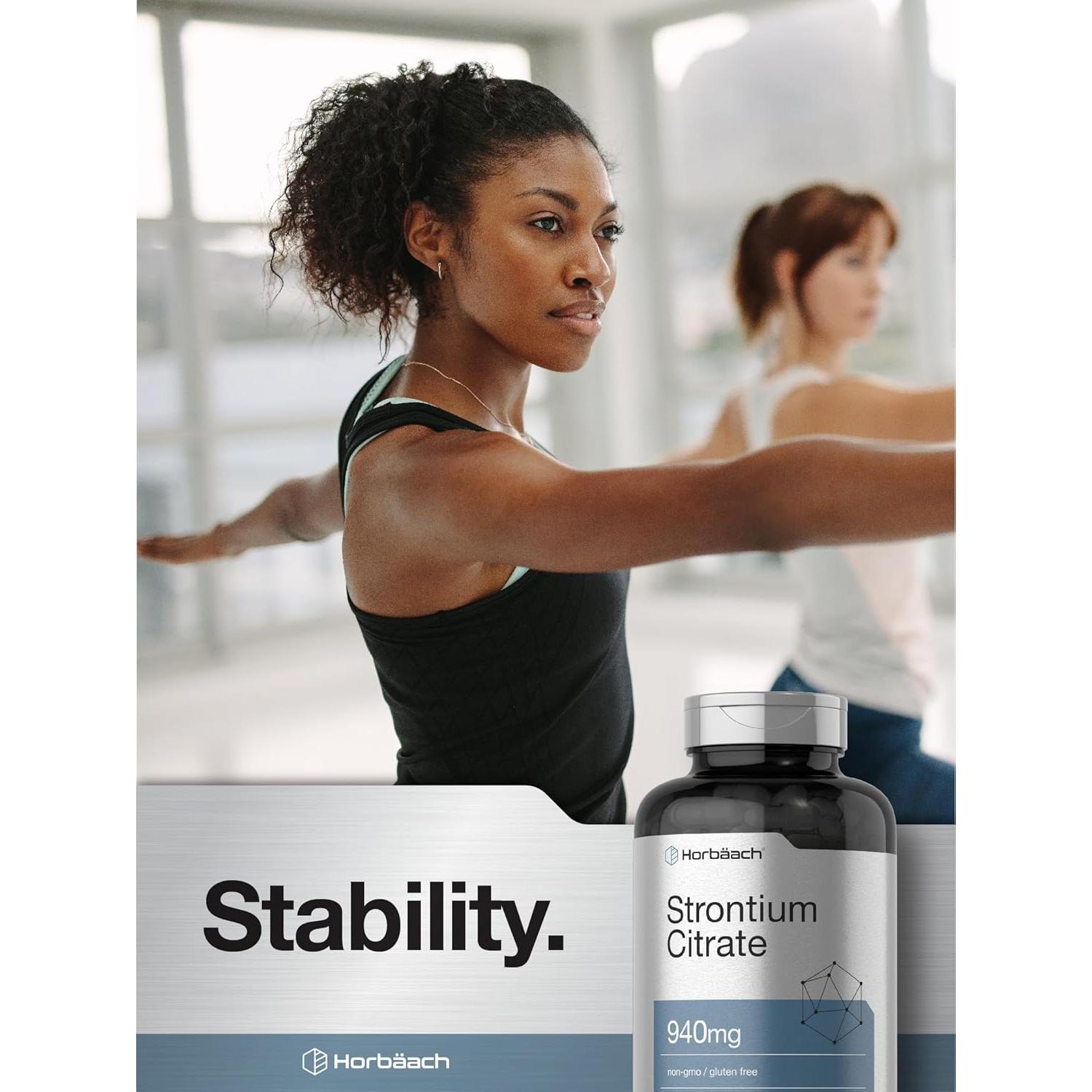 Citrato de Estroncio Horbaach 940 mg - 180 Cápsulas Suplemento