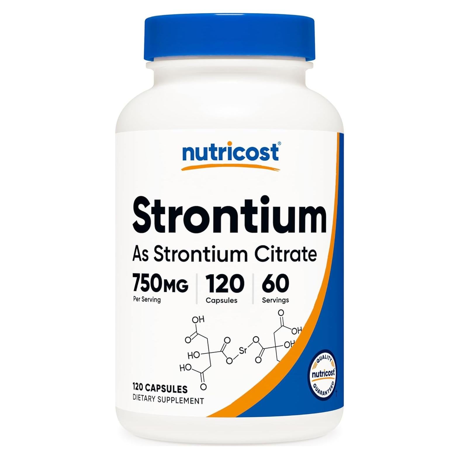 Cápsulas de Estroncio Nutricost 750mg - 120 Cápsulas Vegetariano