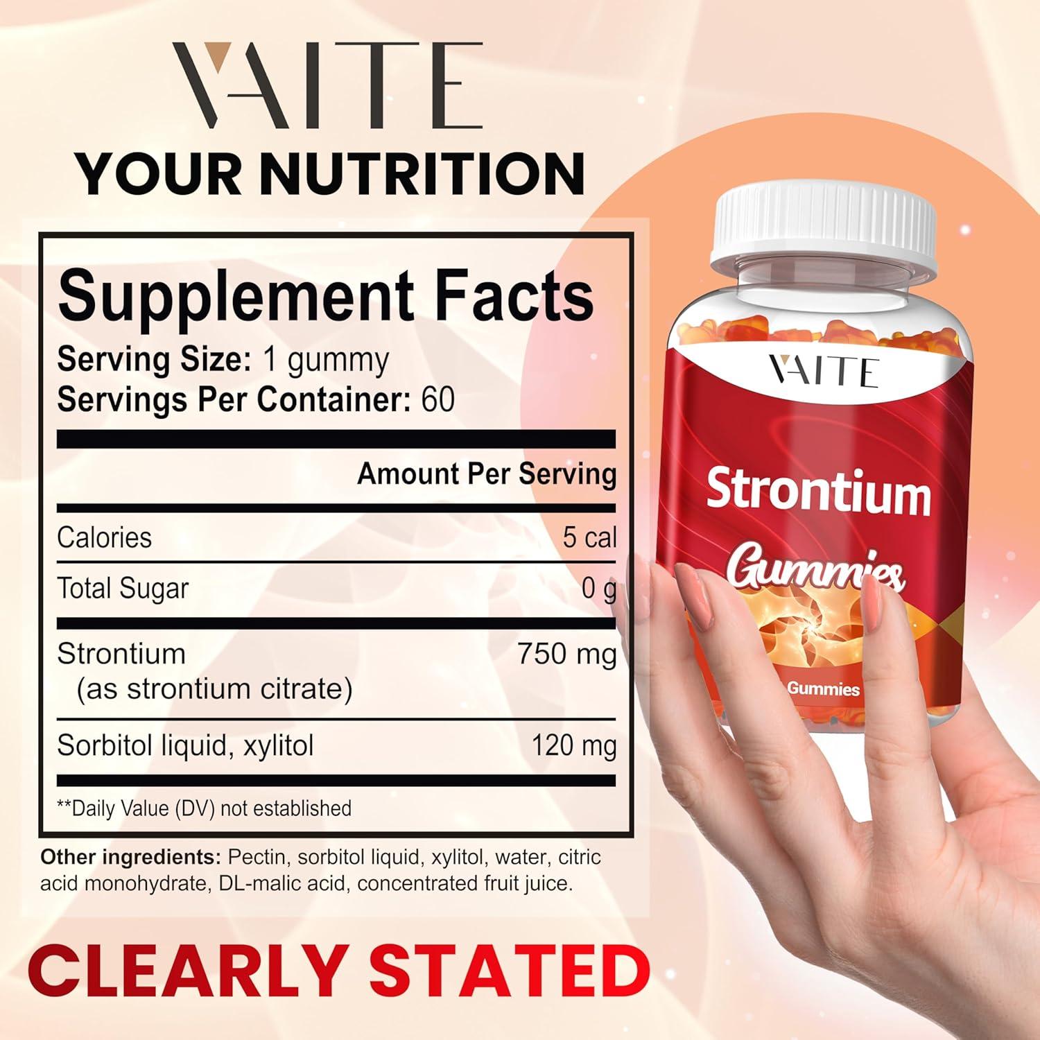 Suplemento Citrato de Estroncio 750mg VAITE - 60 Gomas Veganas
