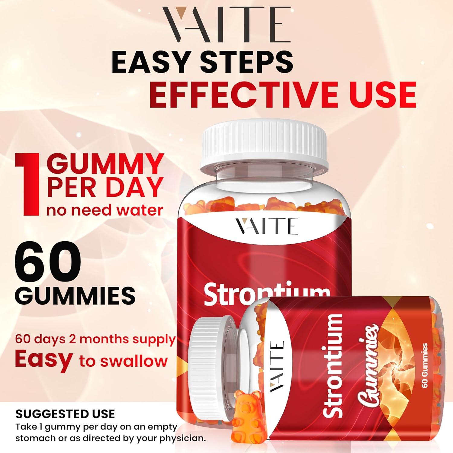 Suplemento Citrato de Estroncio 750mg VAITE - 60 Gomas Veganas