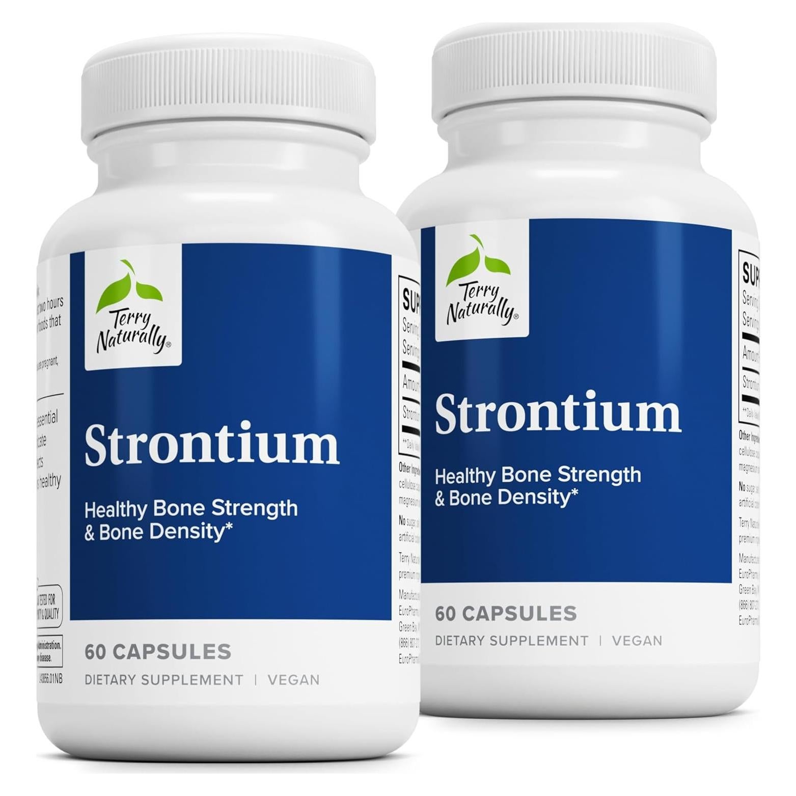 Suplemento de Estroncio Terry Naturally - 60 Cápsulas Veganas