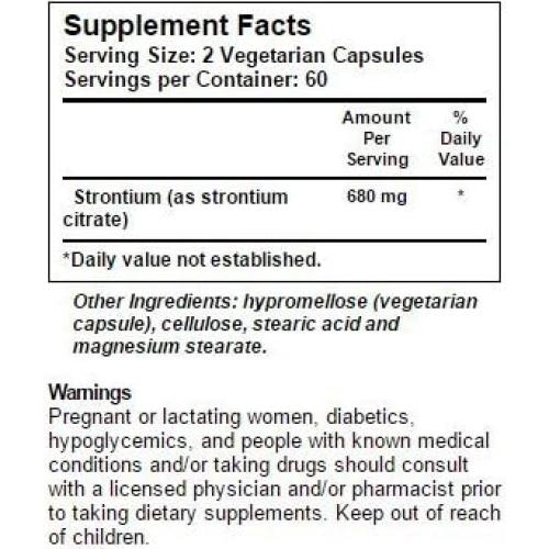 Cápsulas Vegetarianas de Estroncio NSI 680 mg - 120 Unidades