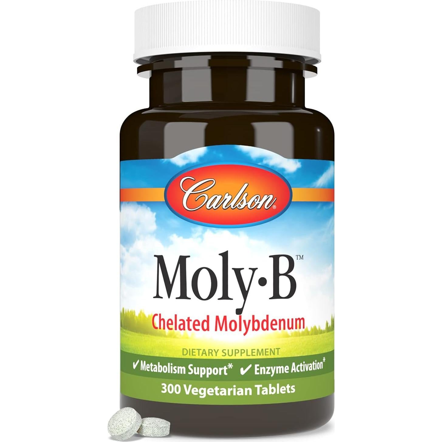 Suplemento de Molibdeno Quelado Carlson 300 Tabletas Vegetarianas
