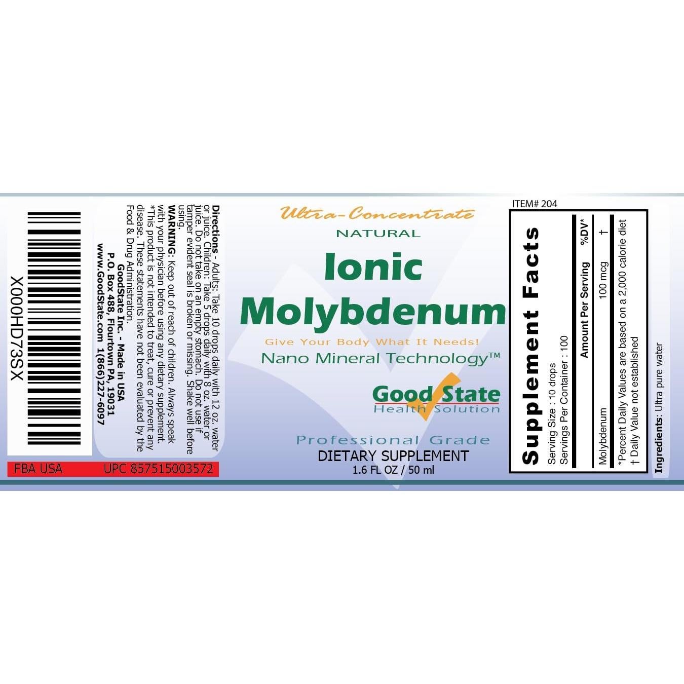 Líquido Iónico de Molibdeno Good State 100 mcg 100 porciones