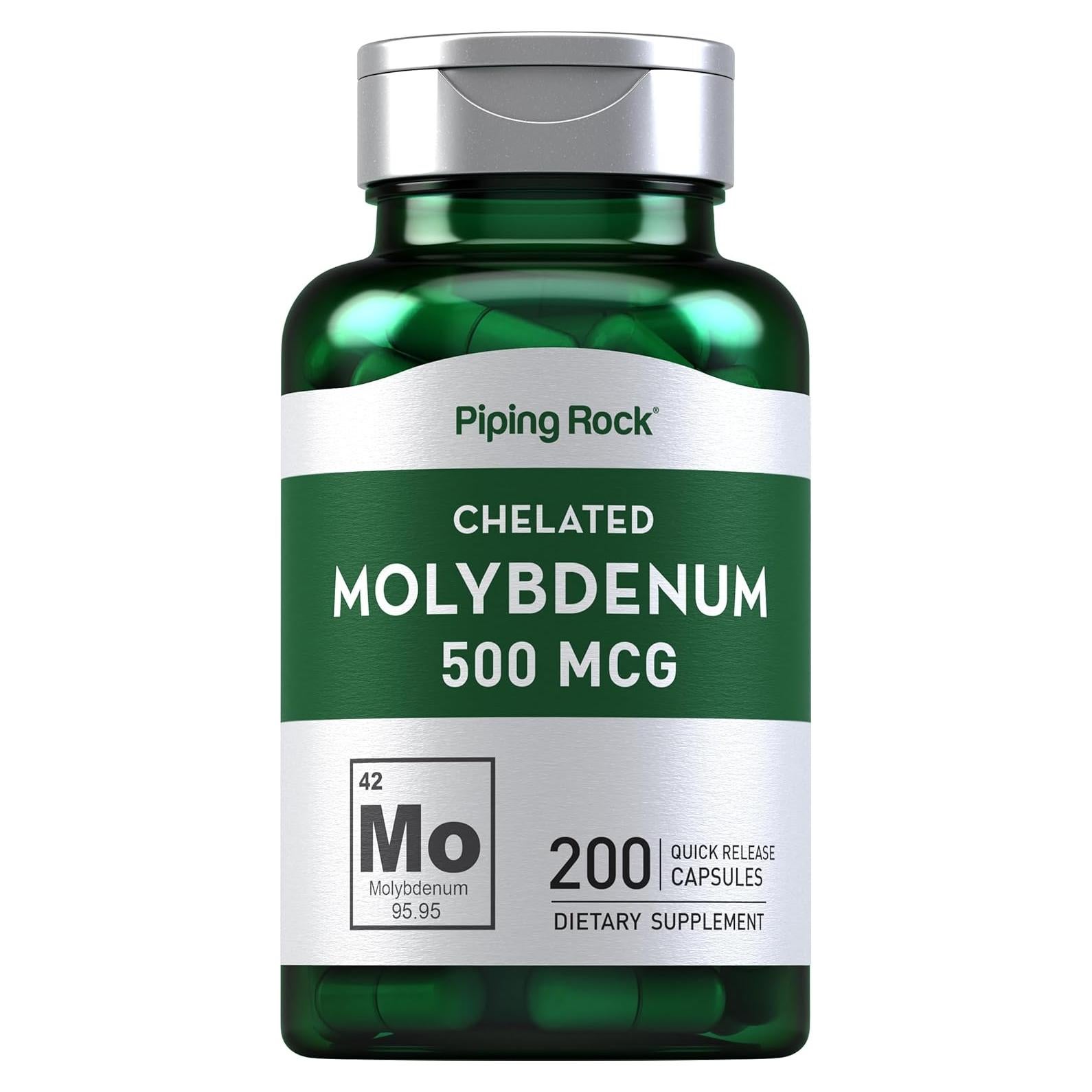 Suplemento de Molibdeno Piping Rock 500 mcg 200 Cápsulas