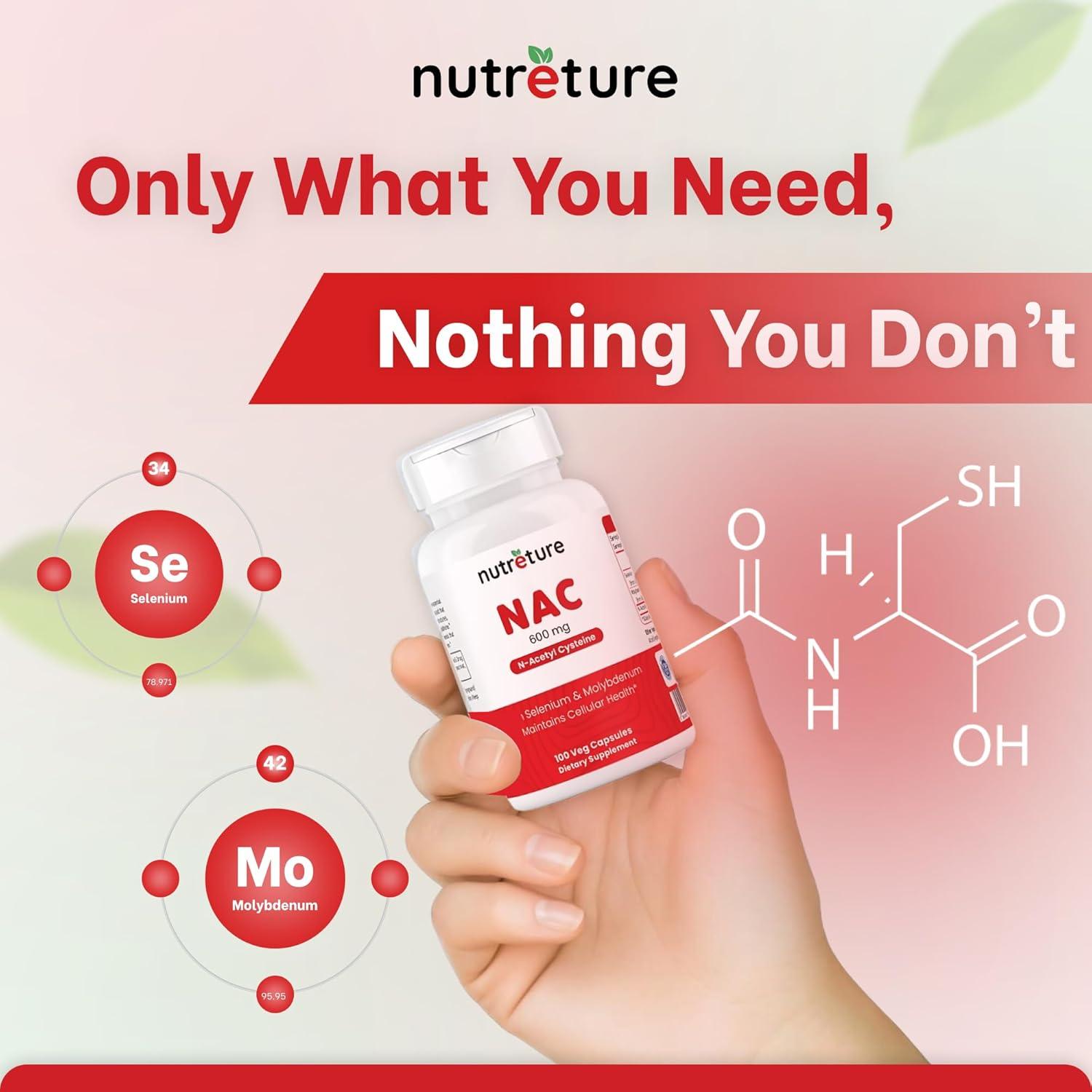 Suplemento NAC N-Acetil Cisteína 600 mg Nutreture 100 Cápsulas