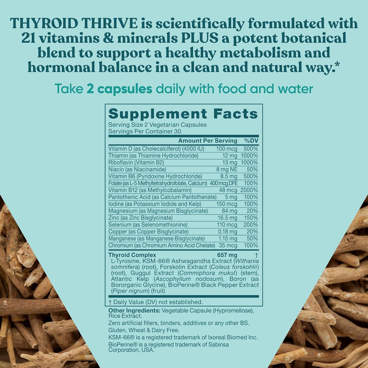 Suplemento Energético Thrive - 60 Cápsulas Vegetarianas - Zinc, Selenio, Yodo