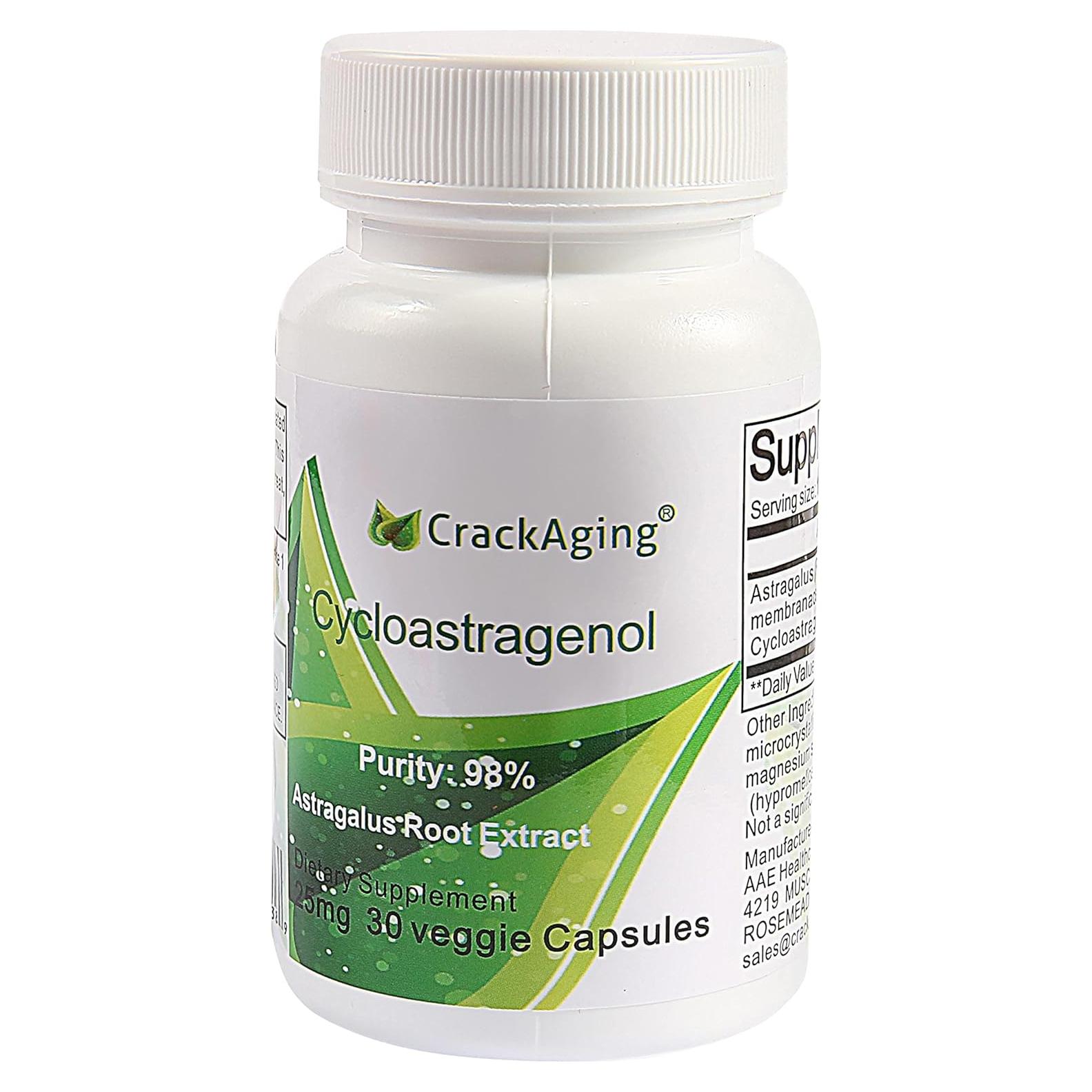 Suplemento Anti Envejecimiento Cycloastragenol 98% 25mg 30caps Crackaging