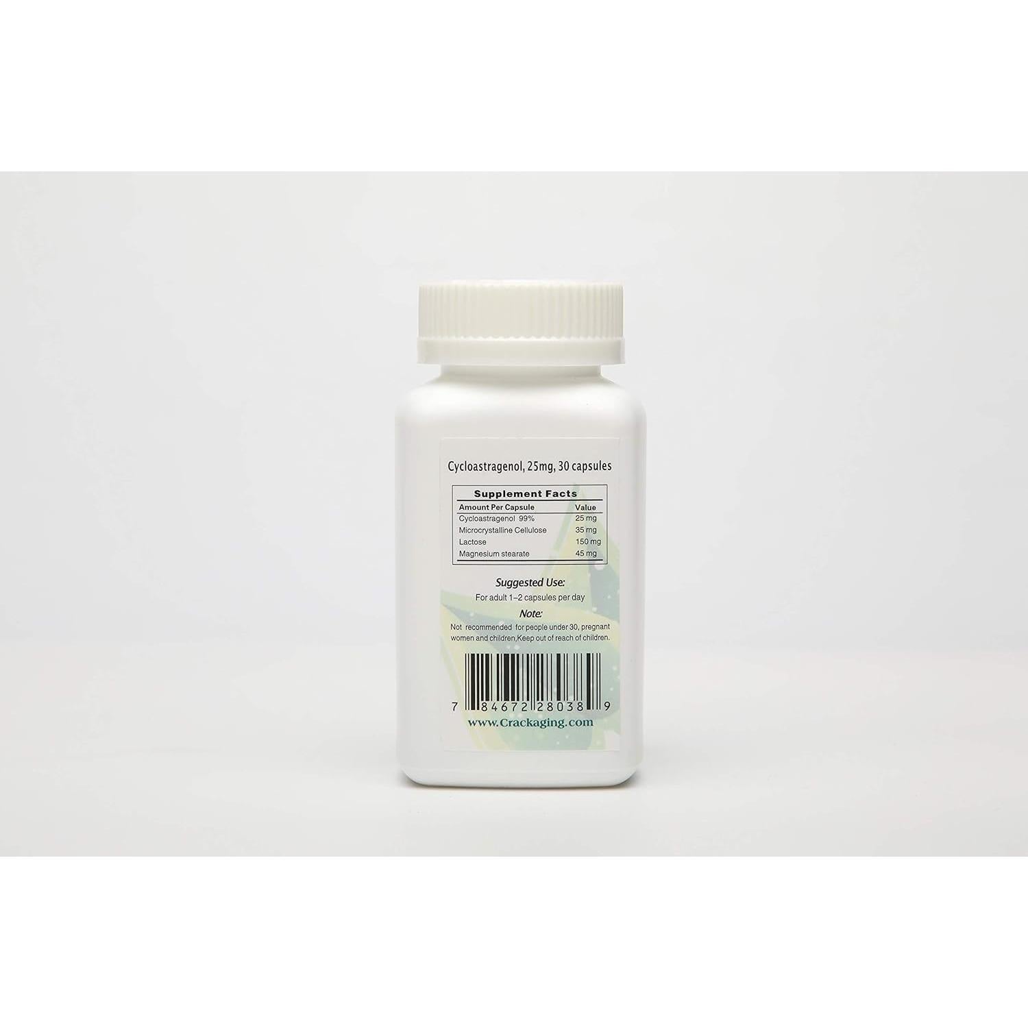 Suplemento Anti Envejecimiento Cycloastragenol 98% 25mg 30caps Crackaging