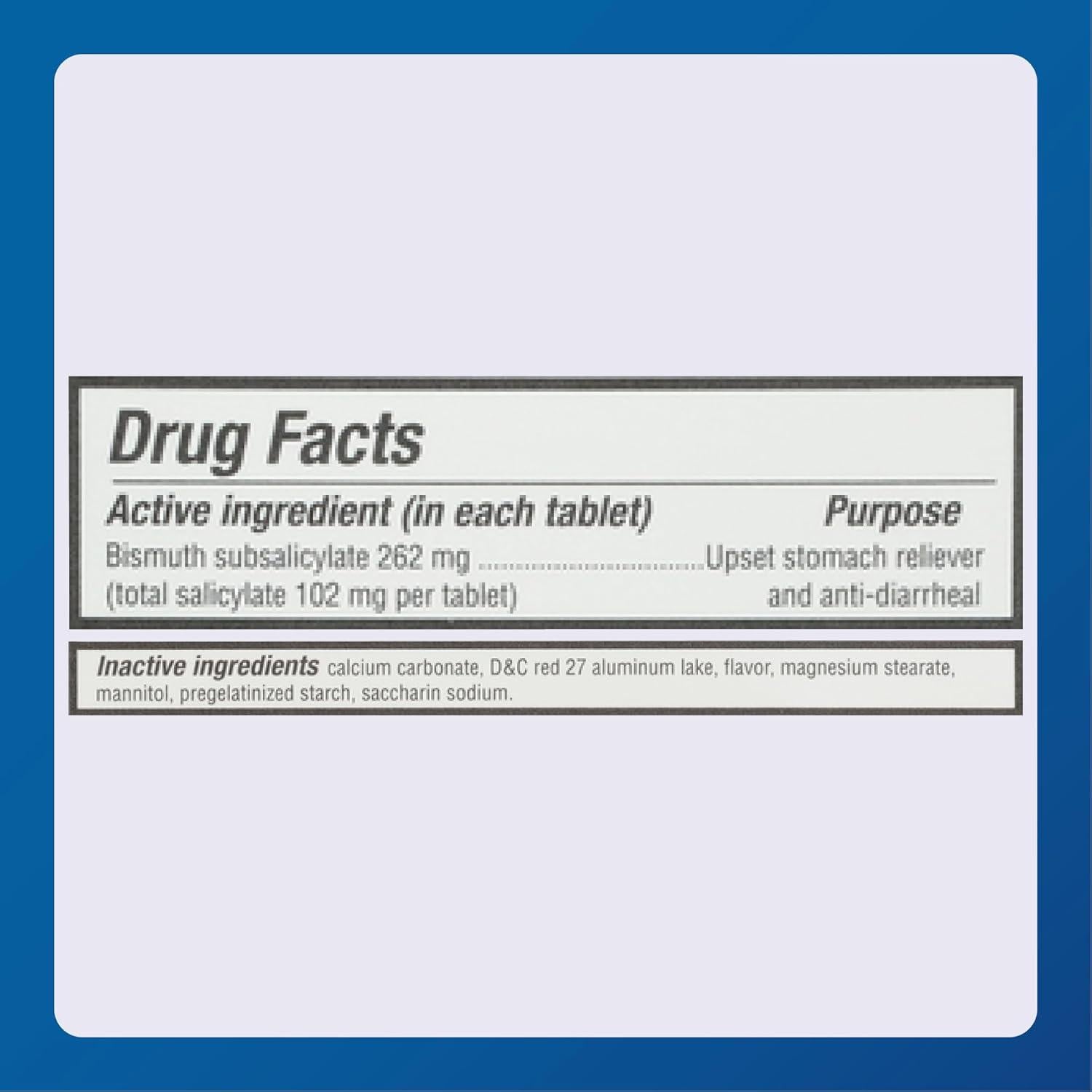 Tabletas Masticables Antidiarreicas Major Bismuto 262mg - 30 Unidades